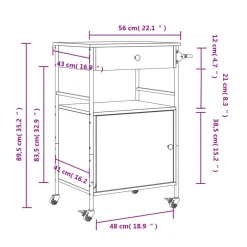 vidaXL Keukentrolley 56x43x89,5 cm bewerkt hout bruin eikenkleurig