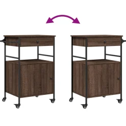 vidaXL Keukentrolley 56x43x89,5 cm bewerkt hout bruin eikenkleurig