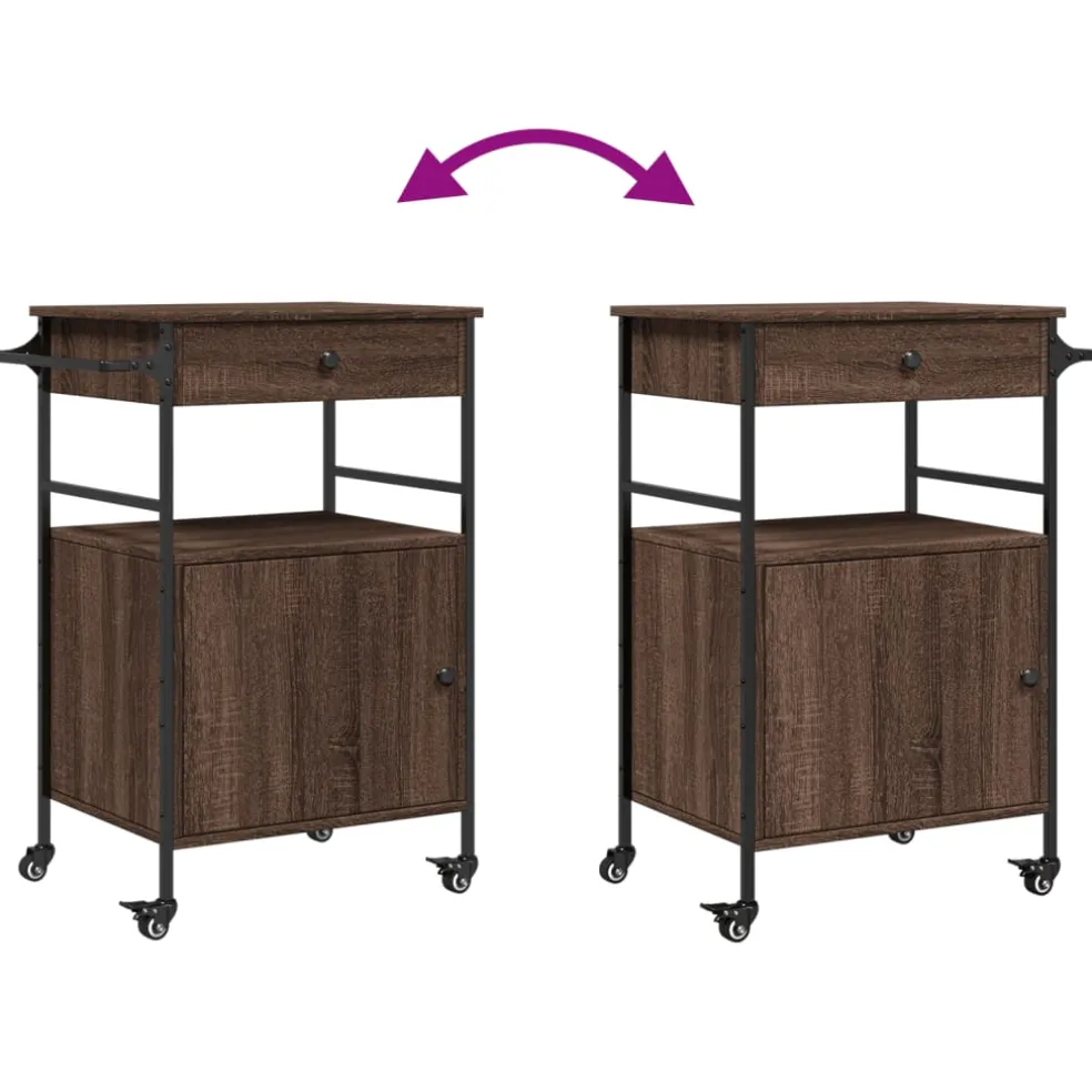 vidaXL Keukentrolley 56x43x89,5 cm bewerkt hout bruin eikenkleurig