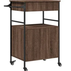 vidaXL Keukentrolley 56x43x89,5 cm bewerkt hout bruin eikenkleurig