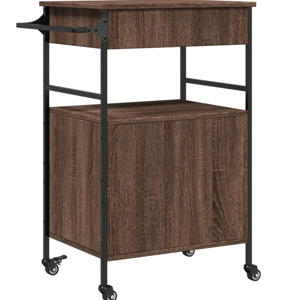 vidaXL Keukentrolley 56x43x89,5 cm bewerkt hout bruin eikenkleurig