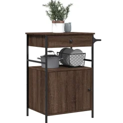 vidaXL Keukentrolley 56x43x89,5 cm bewerkt hout bruin eikenkleurig