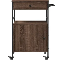 vidaXL Keukentrolley 56x43x89,5 cm bewerkt hout bruin eikenkleurig