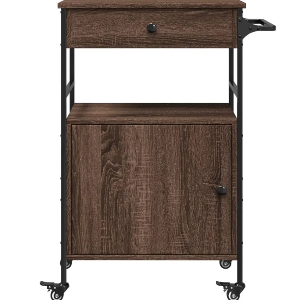 vidaXL Keukentrolley 56x43x89,5 cm bewerkt hout bruin eikenkleurig