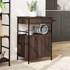 vidaXL Keukentrolley 56x43x89,5 cm bewerkt hout bruin eikenkleurig