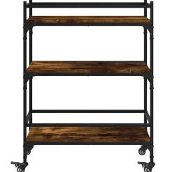 vidaXL Keukentrolley 65x40x86,5 cm bewerkt hout gerookt eikenkleurig