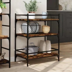 vidaXL Keukentrolley 65x40x86,5 cm bewerkt hout gerookt eikenkleurig