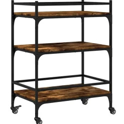 vidaXL Keukentrolley 65x40x86,5 cm bewerkt hout gerookt eikenkleurig