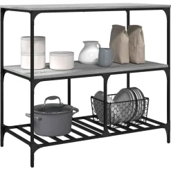 vidaXL Keukentrolley 100x50x95 cm bewerkt hout grijs sonoma eikenkleur
