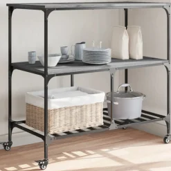 vidaXL Keukentrolley 100x50x95 cm bewerkt hout grijs sonoma eikenkleur