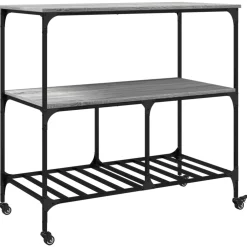 vidaXL Keukentrolley 100x50x95 cm bewerkt hout grijs sonoma eikenkleur