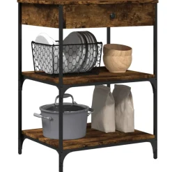 vidaXL Keukentrolley 82x40x78,5 cm bewerkt hout grijs sonoma eiken