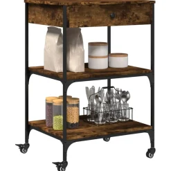 vidaXL Keukentrolley 82x40x78,5 cm bewerkt hout grijs sonoma eiken