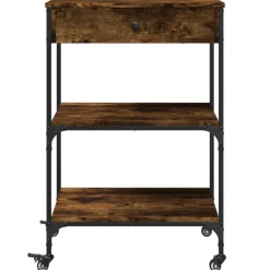 vidaXL Keukentrolley 82x40x78,5 cm bewerkt hout grijs sonoma eiken