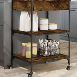 vidaXL Keukentrolley 82x40x78,5 cm bewerkt hout grijs sonoma eiken