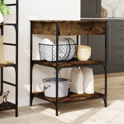 vidaXL Keukentrolley 82x40x78,5 cm bewerkt hout grijs sonoma eiken