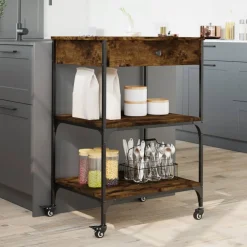 vidaXL Keukentrolley 82x40x78,5 cm bewerkt hout grijs sonoma eiken
