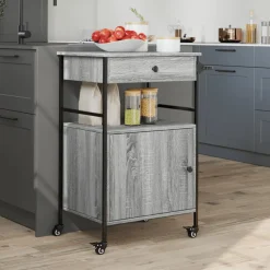 vidaXL Keukentrolley 56x43x89,5 cm bewerkt hout grijs sonoma eiken