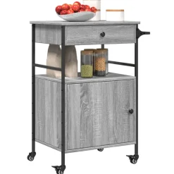 vidaXL Keukentrolley 56x43x89,5 cm bewerkt hout grijs sonoma eiken