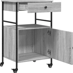 vidaXL Keukentrolley 56x43x89,5 cm bewerkt hout grijs sonoma eiken