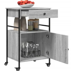 vidaXL Keukentrolley 56x43x89,5 cm bewerkt hout grijs sonoma eiken