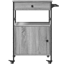 vidaXL Keukentrolley 56x43x89,5 cm bewerkt hout grijs sonoma eiken