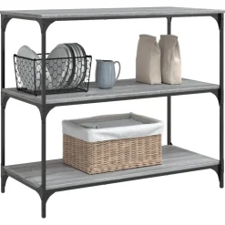 vidaXL Keukentrolley 102x50x95 cm bewerkt hout grijs sonoma eiken