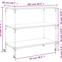 vidaXL Keukentrolley 102x50x95 cm bewerkt hout grijs sonoma eiken