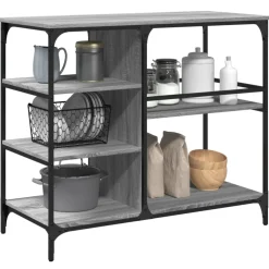 vidaXL Keukentrolley 100x45x89,5 cm bewerkt hout grijs sonoma eiken