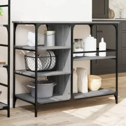 vidaXL Keukentrolley 100x45x89,5 cm bewerkt hout grijs sonoma eiken