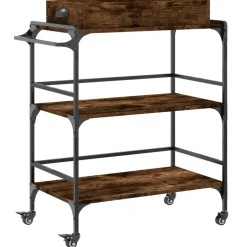 vidaXL Keukentrolley 81,5x41x92,5 cm bewerkt hout gerookt eikenkleurig