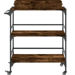 vidaXL Keukentrolley 81,5x41x92,5 cm bewerkt hout gerookt eikenkleurig