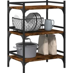 vidaXL Keukentrolley 50x35x75,5 cm bewerkt hout gerookt eikenkleurig