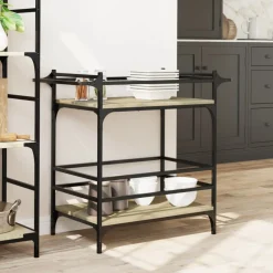 vidaXL Keukentrolley 82x40x78,5 cm bewerkt hout sonoma eikenkleurig
