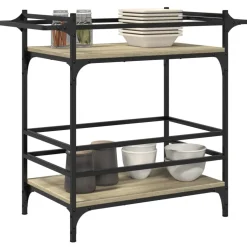 vidaXL Keukentrolley 82x40x78,5 cm bewerkt hout sonoma eikenkleurig