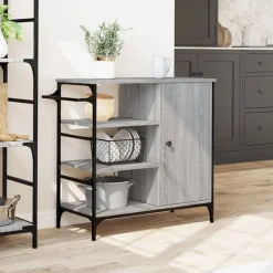 vidaXL Keukentrolley 100x50x95 cm bewerkt hout zwart
