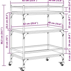 vidaXL Keukentrolley 65x40x86,5 cm bewerkt hout sonoma eikenkleurig