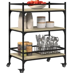 vidaXL Keukentrolley 65x40x86,5 cm bewerkt hout sonoma eikenkleurig