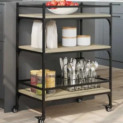 vidaXL Keukentrolley 65x40x86,5 cm bewerkt hout sonoma eikenkleurig