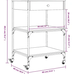 vidaXL Keukentrolley 102x50x95 cm bewerkt hout bruin eikenkleurig