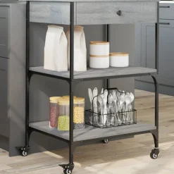 vidaXL Keukentrolley 102x50x95 cm bewerkt hout bruin eikenkleurig