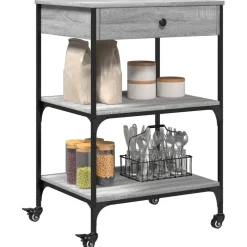 vidaXL Keukentrolley 102x50x95 cm bewerkt hout bruin eikenkleurig