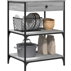 vidaXL Keukentrolley 102x50x95 cm bewerkt hout bruin eikenkleurig