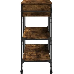 vidaXL Keukentrolley 105x42x95 cm bewerkt hout gerookt eikenkleurig