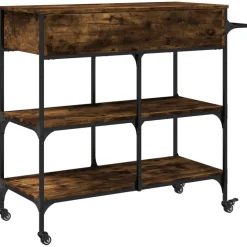vidaXL Keukentrolley 105x42x95 cm bewerkt hout gerookt eikenkleurig