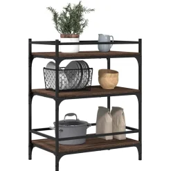 vidaXL Keukentrolley 65x40x86,5 cm bewerkt hout bruin eikenkleurig