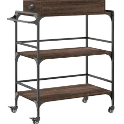 vidaXL Keukentrolley 81,5x41x92,5 cm bewerkt hout bruin eikenkleurig
