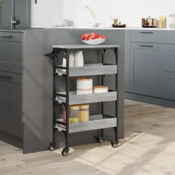 vidaXL Keukentrolley 53x20x76 cm bewerkt hout grijs sonoma eiken