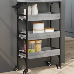 vidaXL Keukentrolley 53x20x76 cm bewerkt hout grijs sonoma eiken