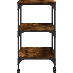 vidaXL Keukentrolley 60x41x76 cm bewerkt hout gerookt eikenkleurig
